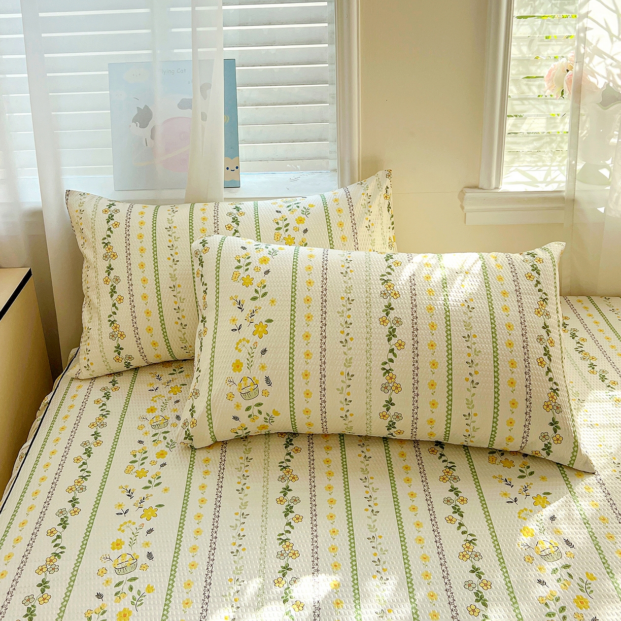 91家纺网 家纺一手货源 找家纺 鹿辉家居（原吉欧力） 2026新款泡泡床裙四件套 床裙款-绿色经典