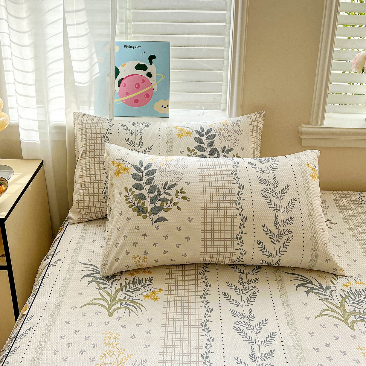 91家纺网 家纺一手货源 找家纺 鹿辉家居（原吉欧力） 2026新款泡泡床裙四件套 床裙款-叶仲花开