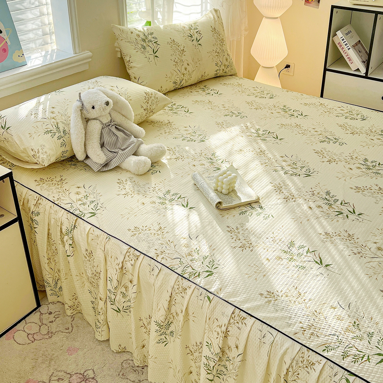 91家纺网 家纺一手货源 找家纺 鹿辉家居（原吉欧力） 2026新款泡泡床裙四件套 床裙款-花枝飞舞