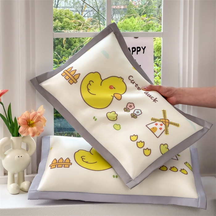 兄弟坊 2026新款大版碳光冰丝儿童枕头午睡枕学生枕头枕芯幼儿园枕头 冰丝枕头-从鸭探险