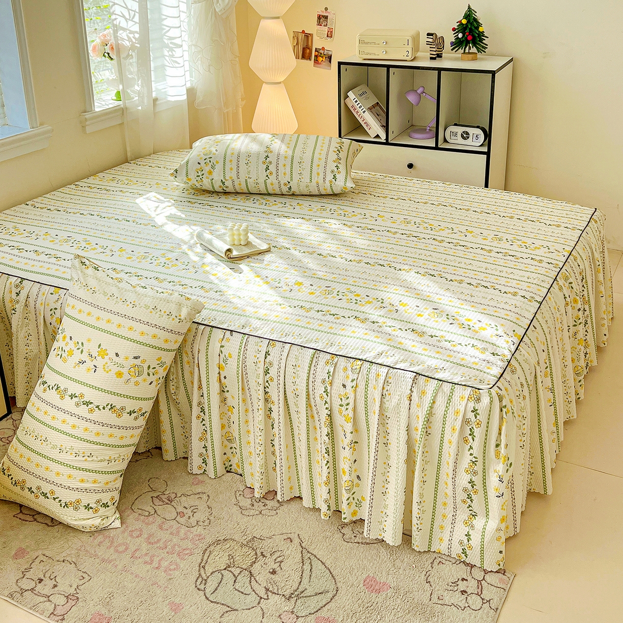 91家纺网 家纺一手货源 找家纺 鹿辉家居（原吉欧力） 2026新款泡泡床裙四件套 床裙款-绿色经典