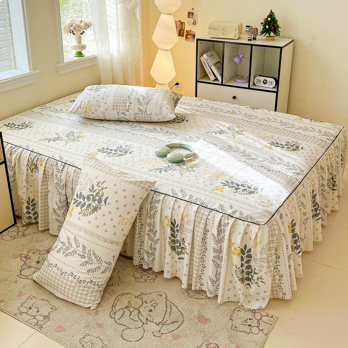 91家纺网 家纺一手货源 找家纺 鹿辉家居（原吉欧力） 2026新款泡泡床裙四件套 床裙款-叶仲花开