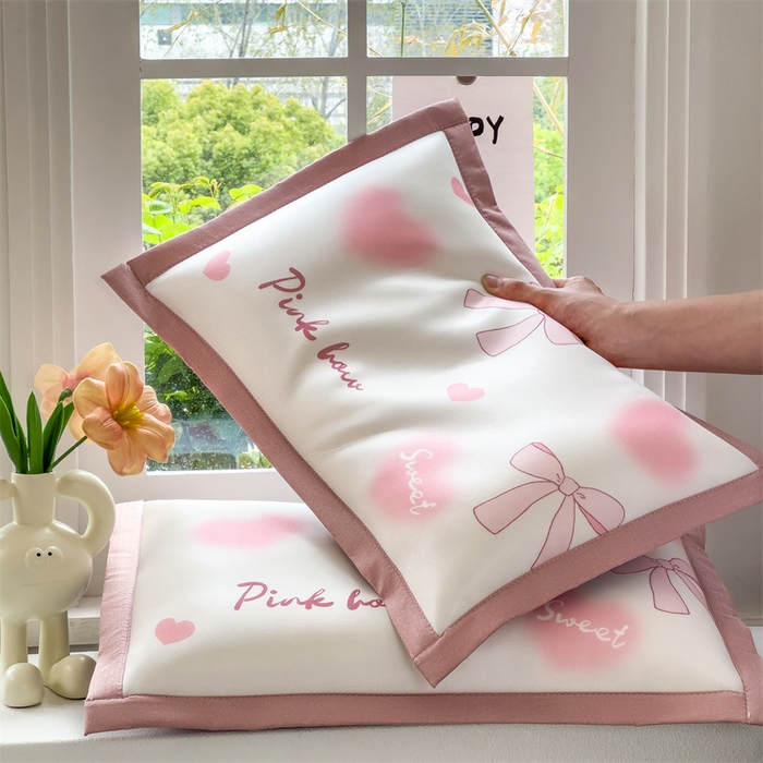 兄弟坊 2026新款大版碳光冰丝儿童枕头午睡枕学生枕头枕芯幼儿园枕头 冰丝枕头-粉粉云朵