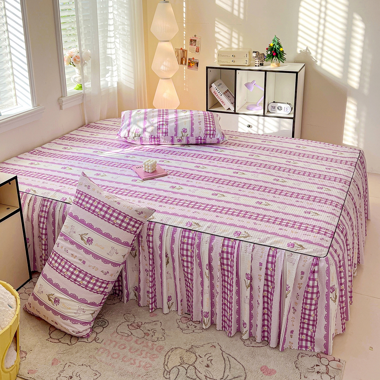 91家纺网 家纺一手货源 找家纺 鹿辉家居（原吉欧力） 2026新款泡泡床裙四件套 床裙款-郁金香紫