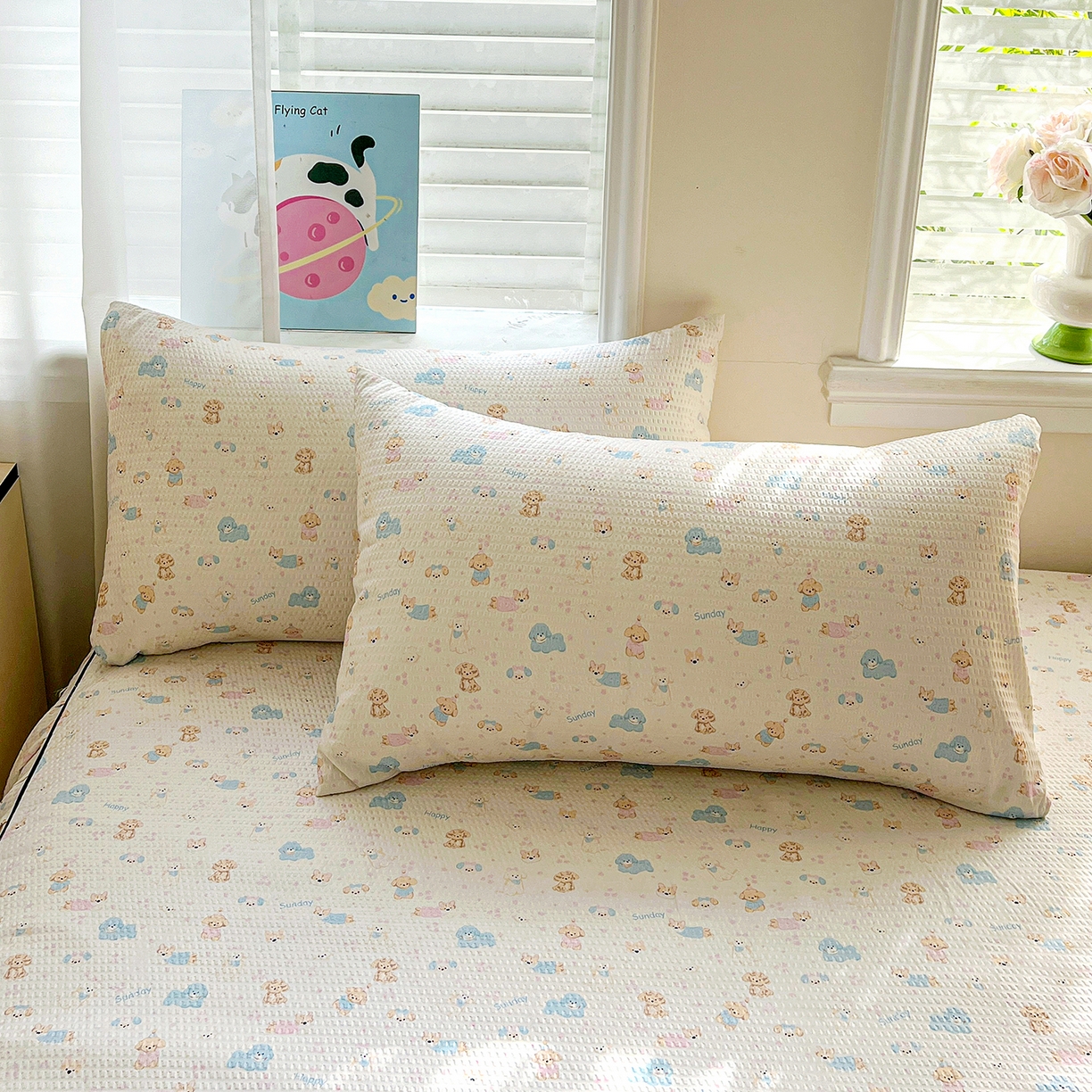 91家纺网 家纺一手货源 找家纺 鹿辉家居（原吉欧力） 2026新款泡泡床裙四件套 床裙款-动物世界