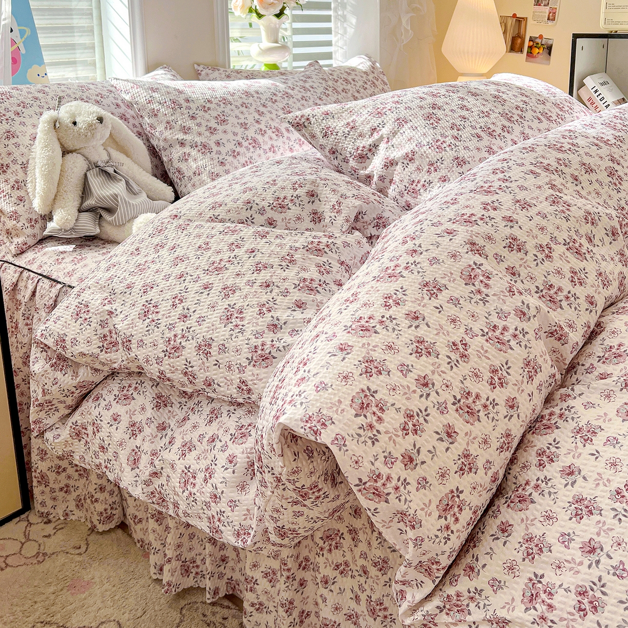 鹿辉家居（原吉欧力） 2026新款泡泡床裙四件套 床裙款-粉色碎花