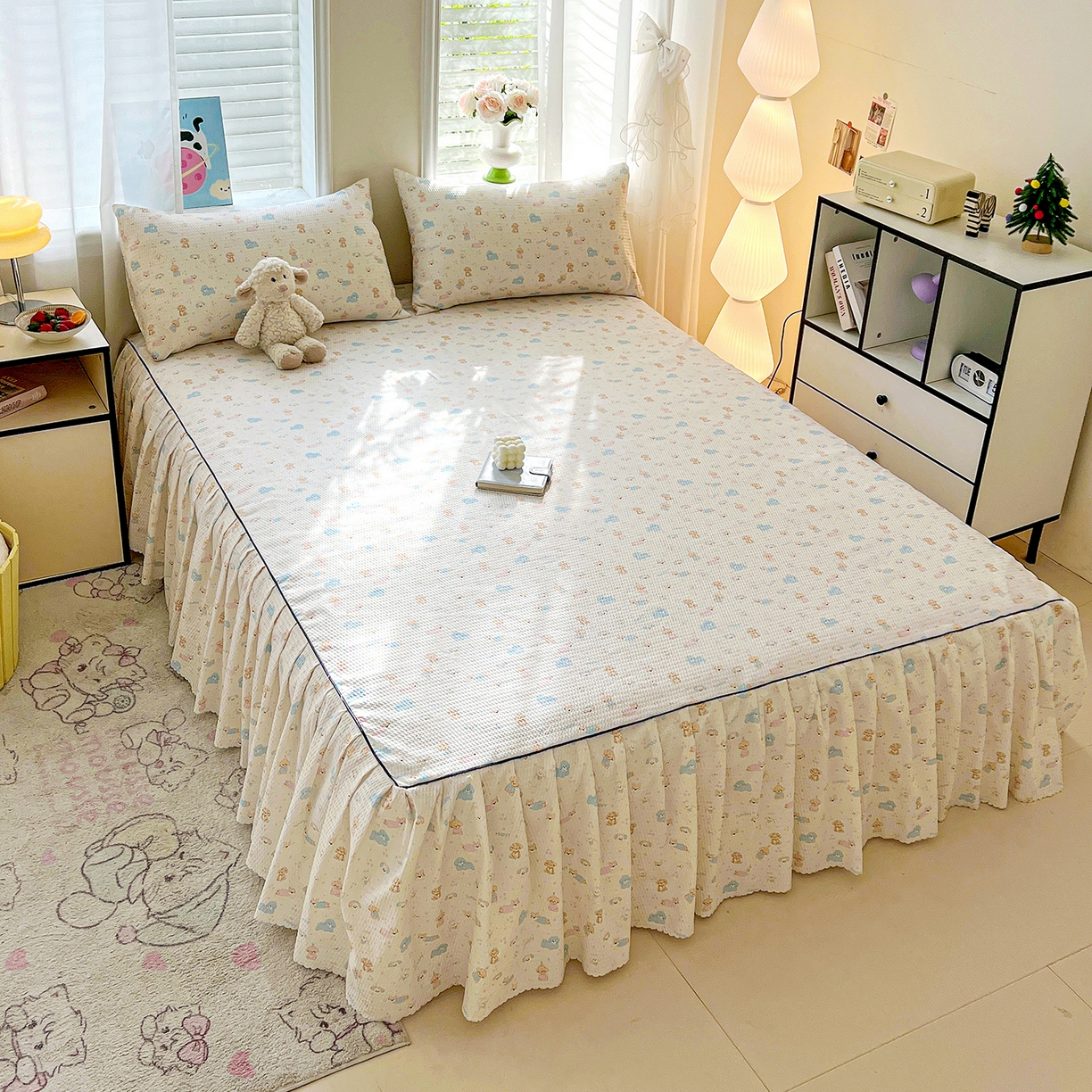 91家纺网 家纺一手货源 找家纺 鹿辉家居（原吉欧力） 2026新款泡泡床裙四件套 床裙款-动物世界