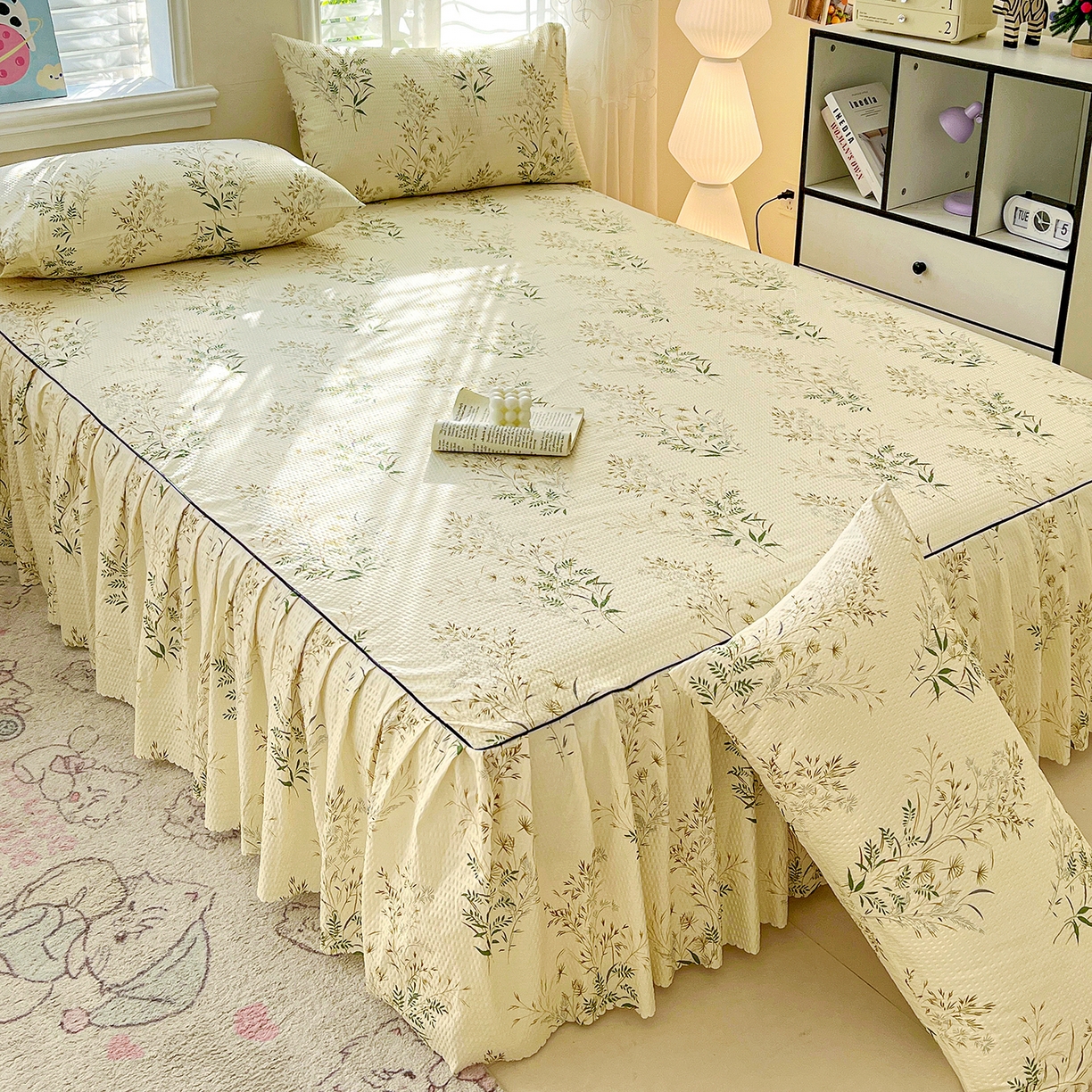 91家纺网 家纺一手货源 找家纺 鹿辉家居（原吉欧力） 2026新款泡泡床裙四件套 床裙款-花枝飞舞