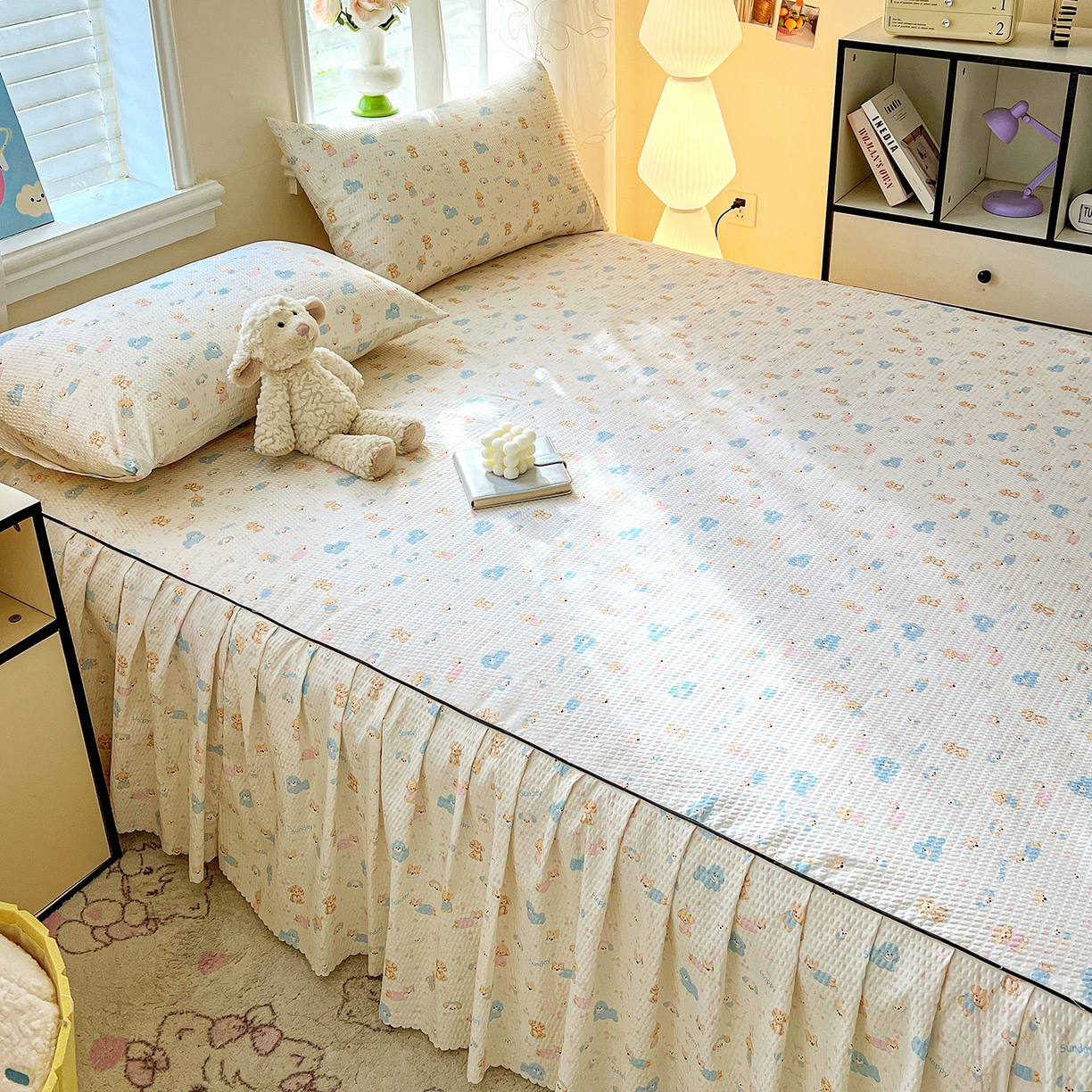 91家纺网 家纺一手货源 找家纺 鹿辉家居（原吉欧力） 2026新款泡泡床裙四件套 床裙款-动物世界