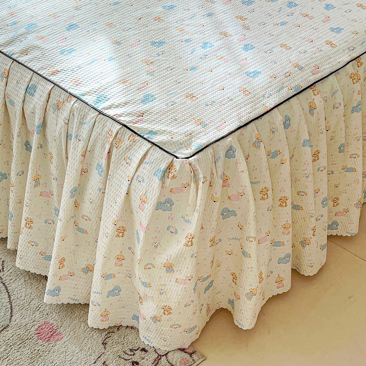 91家纺网 家纺一手货源 找家纺 鹿辉家居（原吉欧力） 2026新款泡泡床裙四件套 床裙款-动物世界