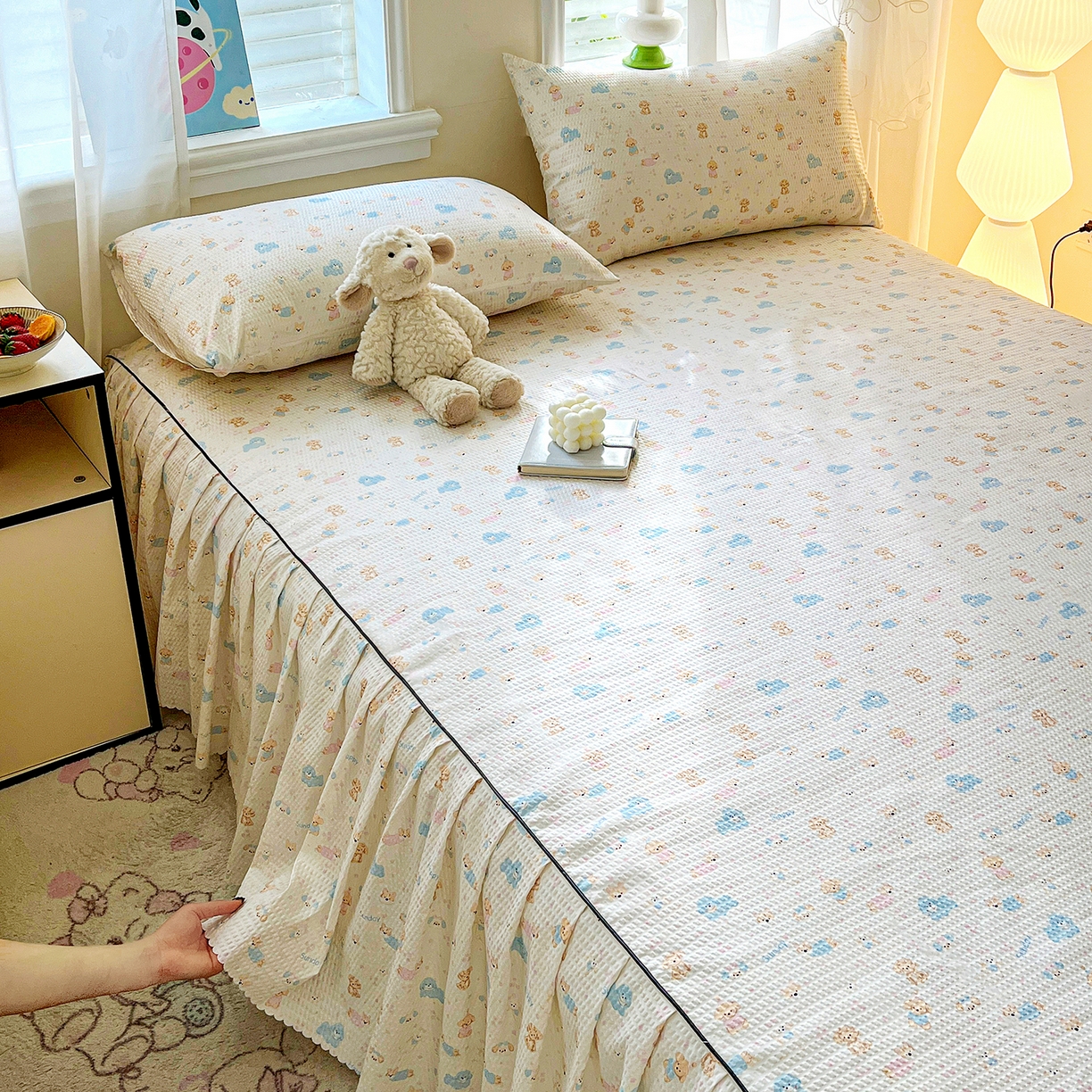 91家纺网 家纺一手货源 找家纺 鹿辉家居（原吉欧力） 2026新款泡泡床裙四件套 床裙款-动物世界