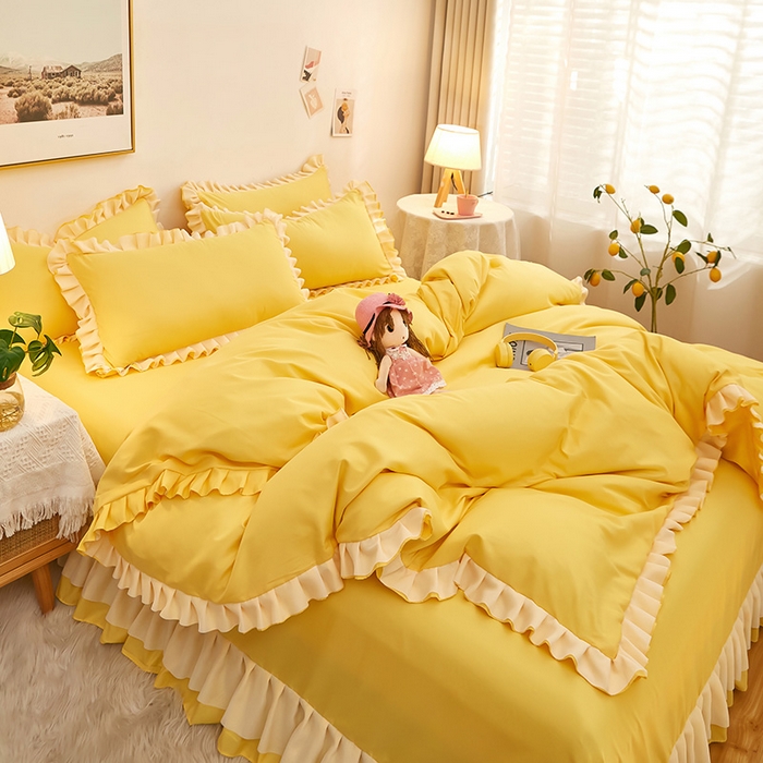 91家纺网 家纺一手货源 找家纺 （总）沐珩家纺 2026新款韩版公主风亲肤磨毛床单四件套-爱恋系列