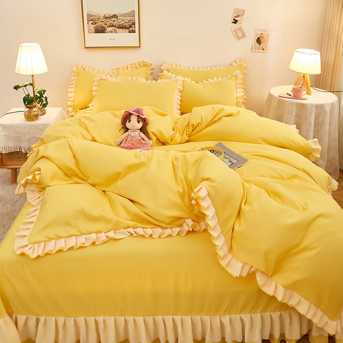 91家纺网 家纺一手货源 找家纺 （总）沐珩家纺 2026新款韩版公主风亲肤磨毛床单四件套-爱恋系列