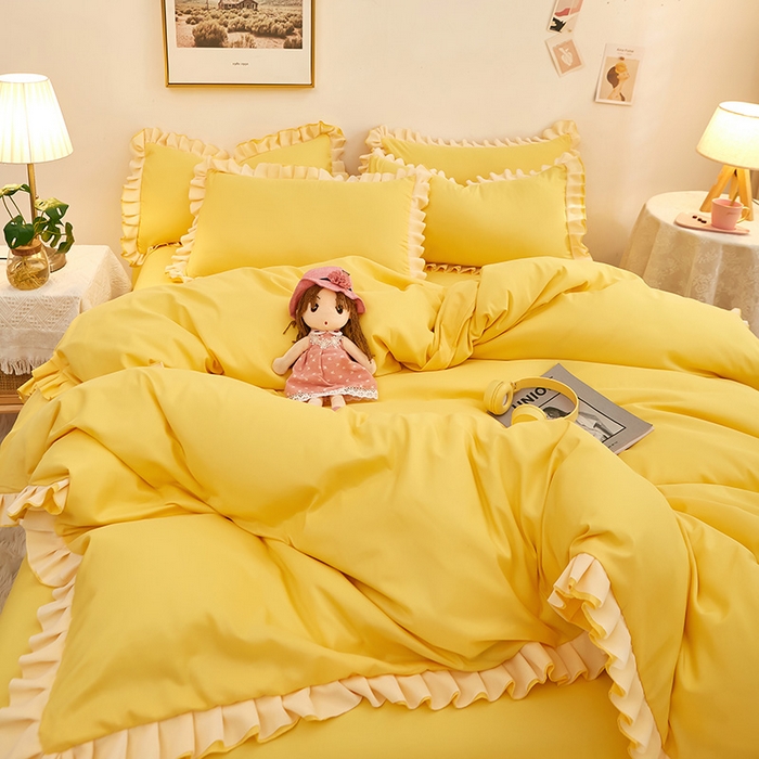 91家纺网 家纺一手货源 找家纺 （总）沐珩家纺 2026新款韩版公主风亲肤磨毛床单四件套-爱恋系列