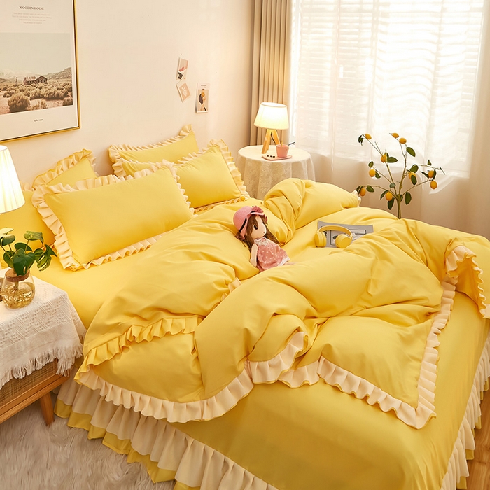 91家纺网 家纺一手货源 找家纺 （总）沐珩家纺 2026新款韩版公主风亲肤磨毛床单四件套-爱恋系列