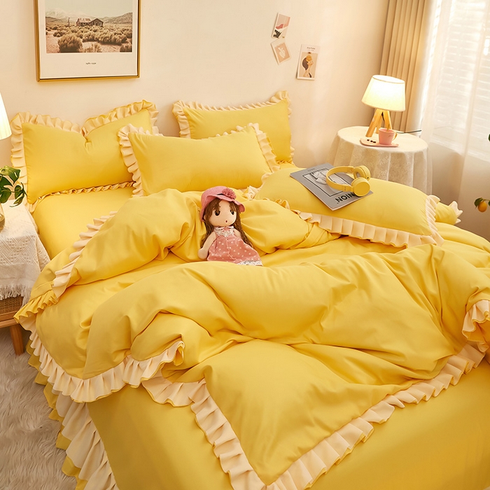 91家纺网 家纺一手货源 找家纺 （总）沐珩家纺 2026新款韩版公主风亲肤磨毛床单四件套-爱恋系列