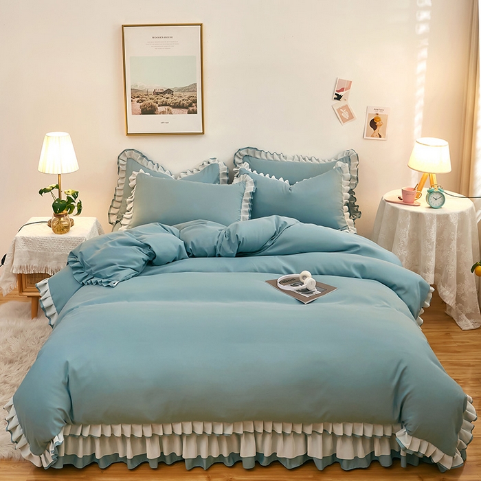 91家纺网 家纺一手货源 找家纺 （总）沐珩家纺 2026新款韩版公主风亲肤磨毛床单四件套-爱恋系列