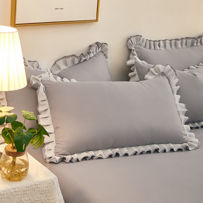 91家纺网 家纺一手货源 找家纺 沐珩家纺 2026新款韩版公主风亲肤磨毛床单四件套-爱恋系列 爱恋-帝都灰