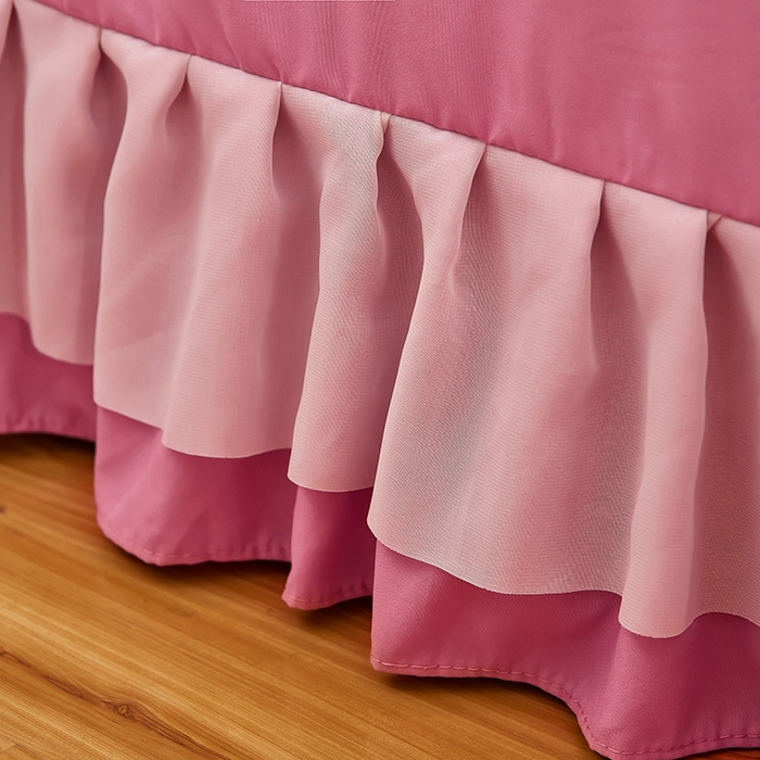 91家纺网 家纺一手货源 找家纺 沐珩家纺 2026新款韩版公主风亲肤磨毛床单四件套-爱恋系列 爱恋-粉豆沙