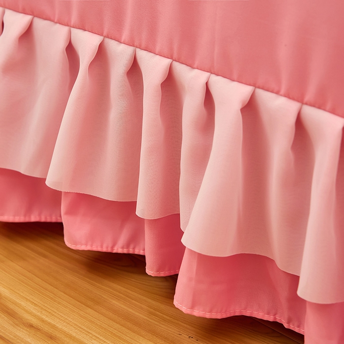 91家纺网 家纺一手货源 找家纺 沐珩家纺 2026新款韩版公主风亲肤磨毛床单四件套-爱恋系列 爱恋-萝莉粉