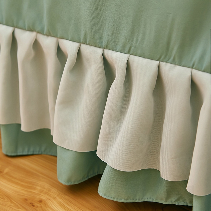 91家纺网 家纺一手货源 找家纺 沐珩家纺 2026新款韩版公主风亲肤磨毛床单四件套-爱恋系列 爱恋-清水绿