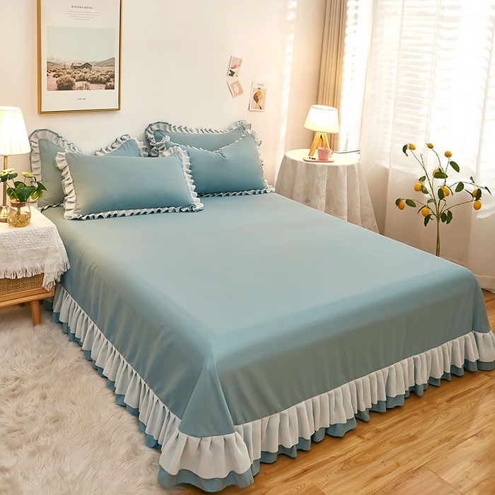 91家纺网 家纺一手货源 找家纺 沐珩家纺 2026新款韩版公主风亲肤磨毛床单四件套-爱恋系列 爱恋-柔光兰