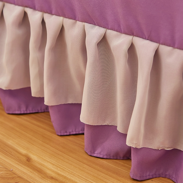 91家纺网 家纺一手货源 找家纺 沐珩家纺 2026新款韩版公主风亲肤磨毛床单四件套-爱恋系列 爱恋-香芋紫