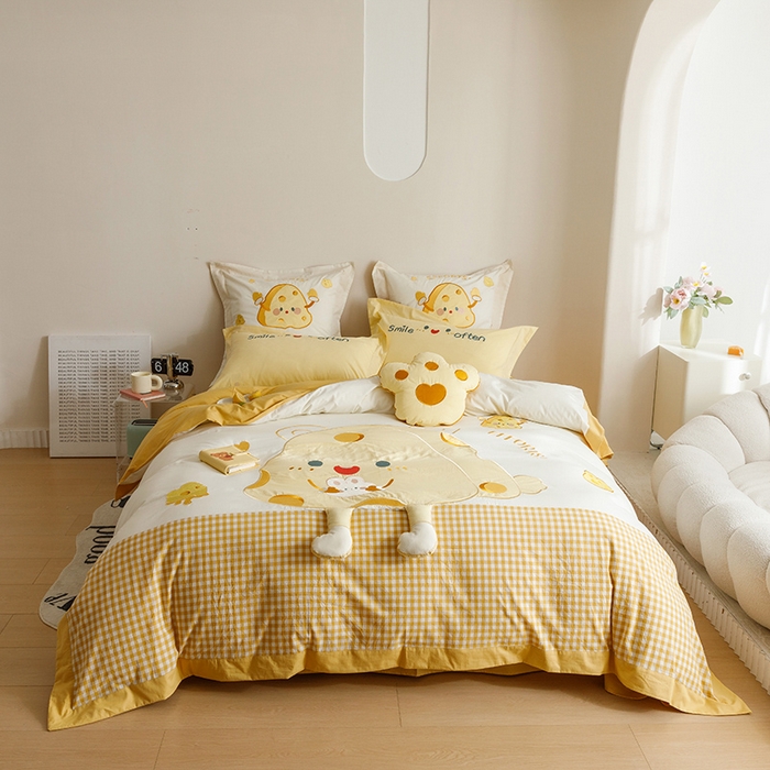 91家纺网 家纺一手货源 找家纺 （总）绒梦里 2026新款A类全棉水洗棉卡通贴布绣套件三四件套