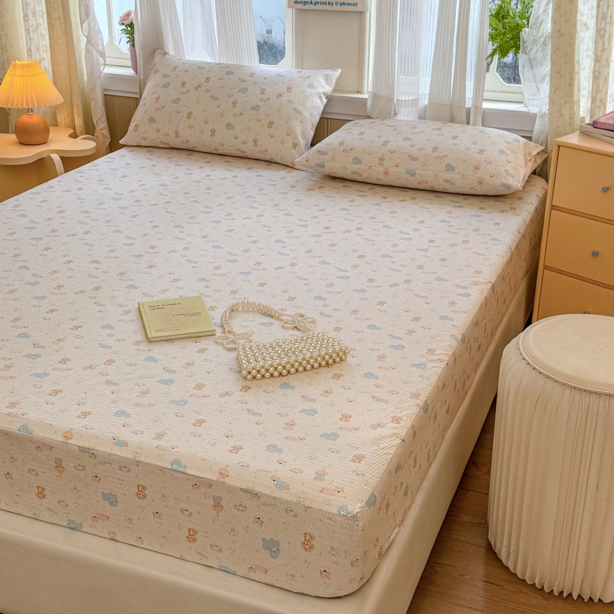 91家纺网 家纺一手货源 找家纺 鹿辉家居（原吉欧力） 2026新款3D立体压泡床笠三件套 动物时世界