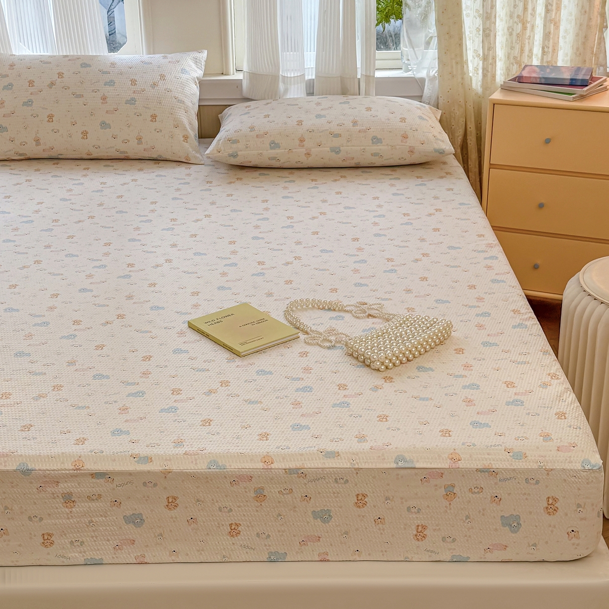 91家纺网 家纺一手货源 找家纺 鹿辉家居（原吉欧力） 2026新款3D立体压泡床笠三件套 动物时世界