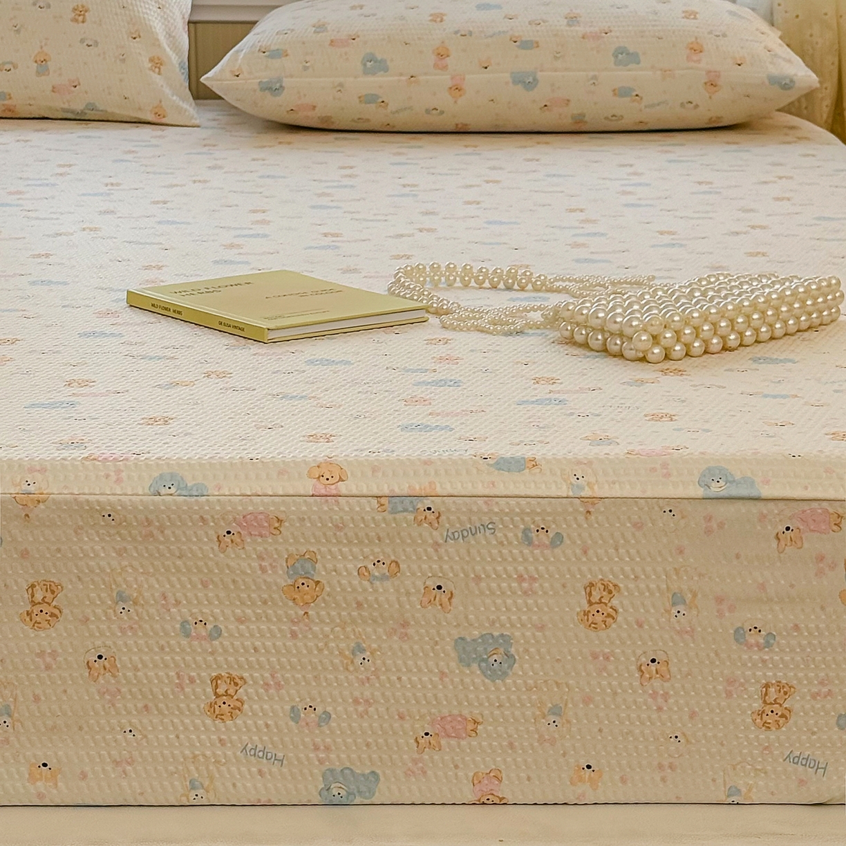 91家纺网 家纺一手货源 找家纺 鹿辉家居（原吉欧力） 2026新款3D立体压泡床笠三件套 动物时世界