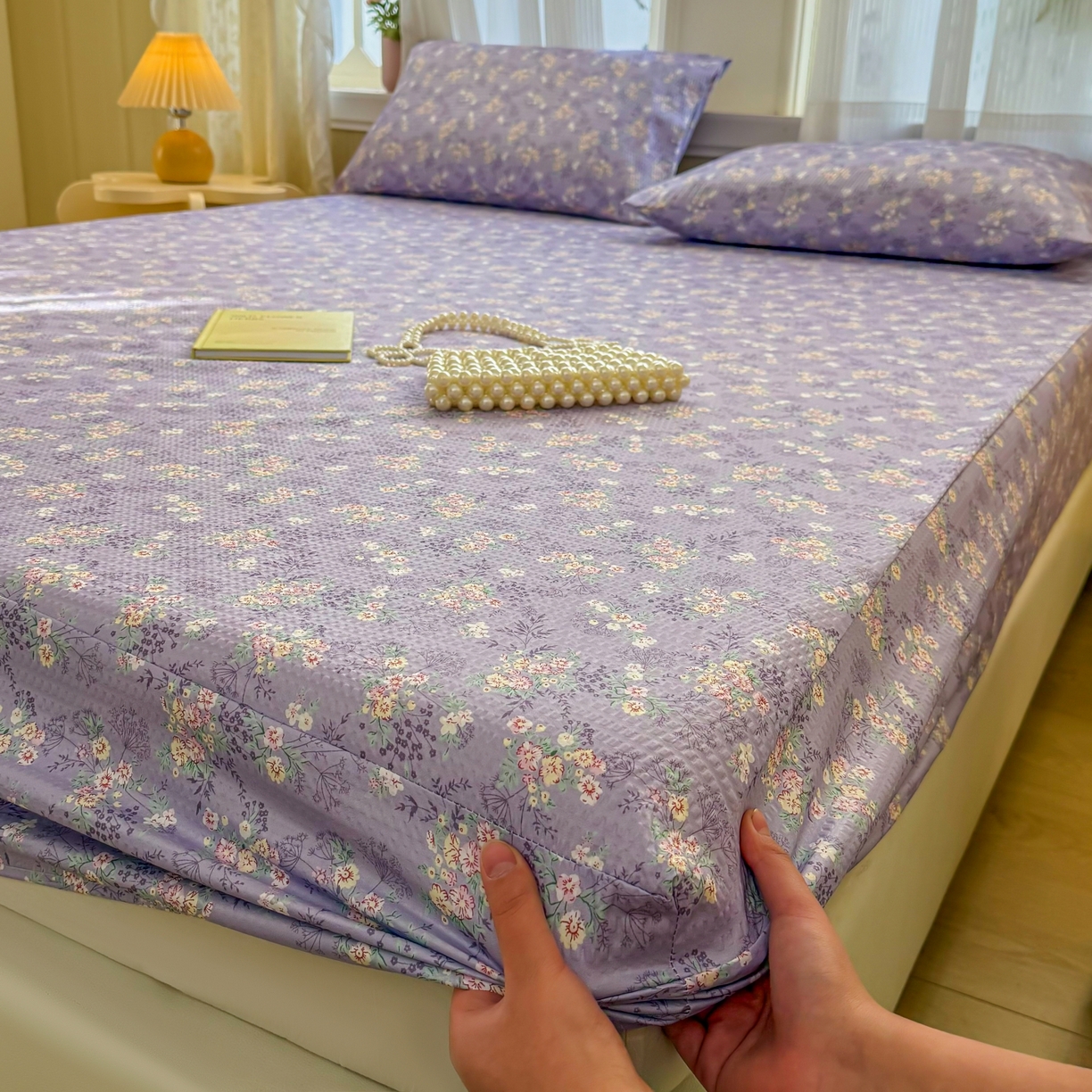 91家纺网 家纺一手货源 找家纺 鹿辉家居（原吉欧力） 2026新款3D立体压泡床笠三件套 紫韵花开