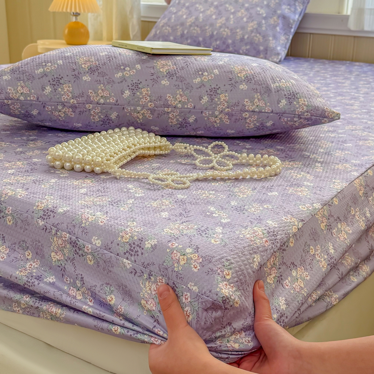 91家纺网 家纺一手货源 找家纺 鹿辉家居（原吉欧力） 2026新款3D立体压泡床笠三件套 紫韵花开