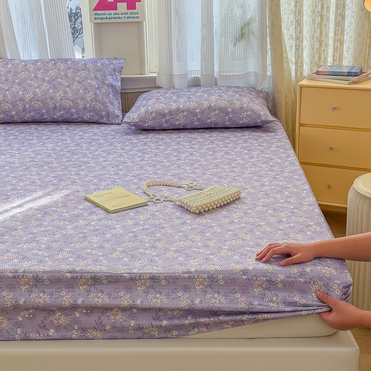 91家纺网 家纺一手货源 找家纺 鹿辉家居（原吉欧力） 2026新款3D立体压泡床笠三件套 紫韵花开