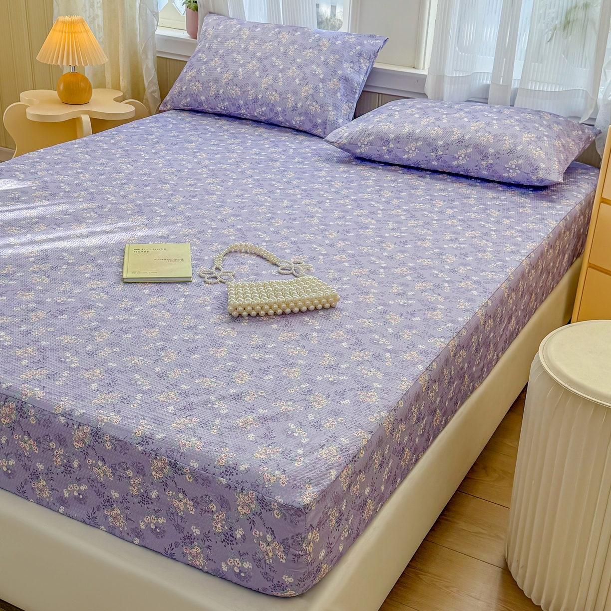 91家纺网 家纺一手货源 找家纺 鹿辉家居（原吉欧力） 2026新款3D立体压泡床笠三件套 紫韵花开