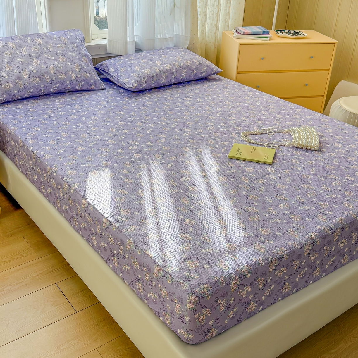 91家纺网 家纺一手货源 找家纺 鹿辉家居（原吉欧力） 2026新款3D立体压泡床笠三件套 紫韵花开