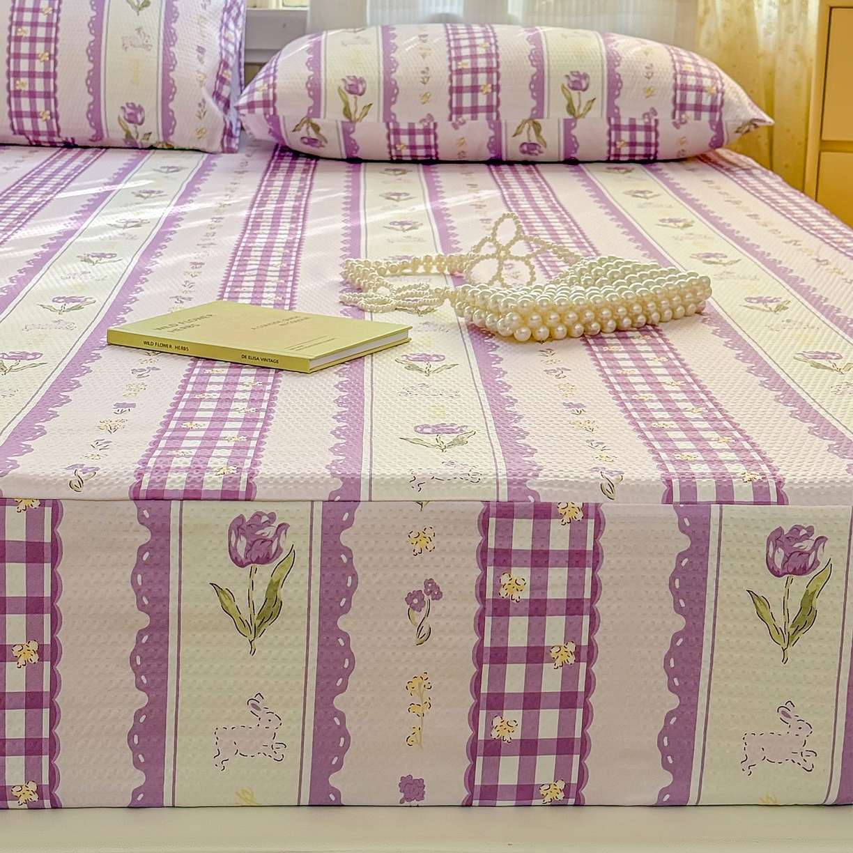 91家纺网 家纺一手货源 找家纺 鹿辉家居（原吉欧力） 2026新款3D立体压泡床笠三件套 郁金香紫