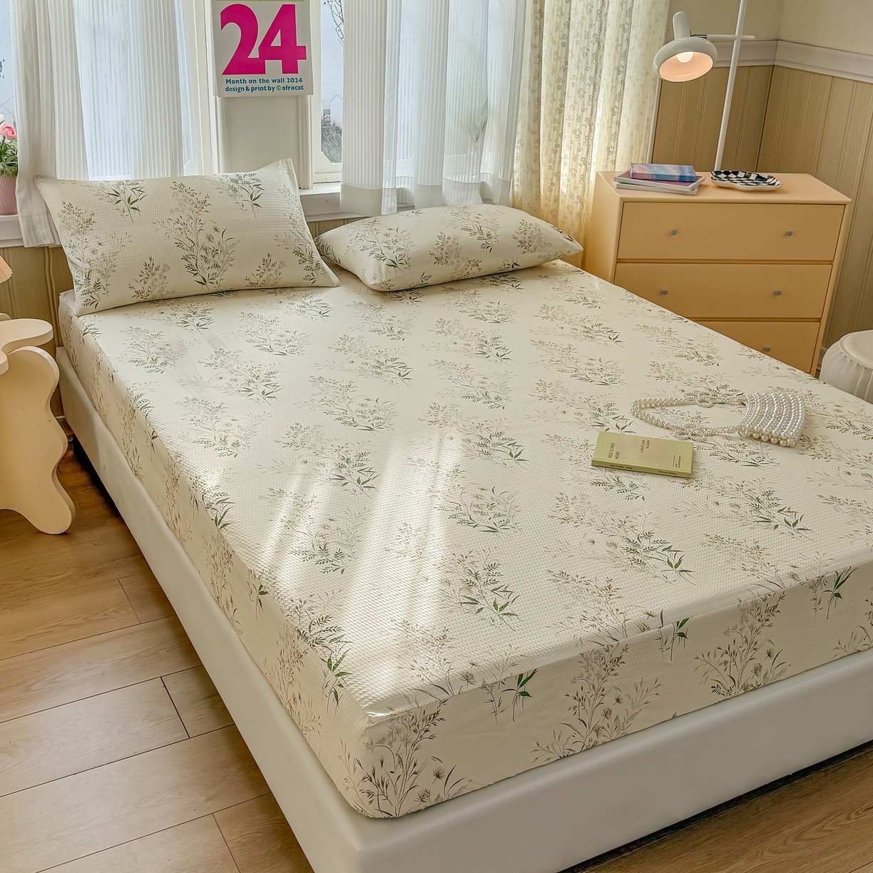 91家纺网 家纺一手货源 找家纺 鹿辉家居（原吉欧力） 2026新款3D立体压泡床笠三件套 花枝飞舞