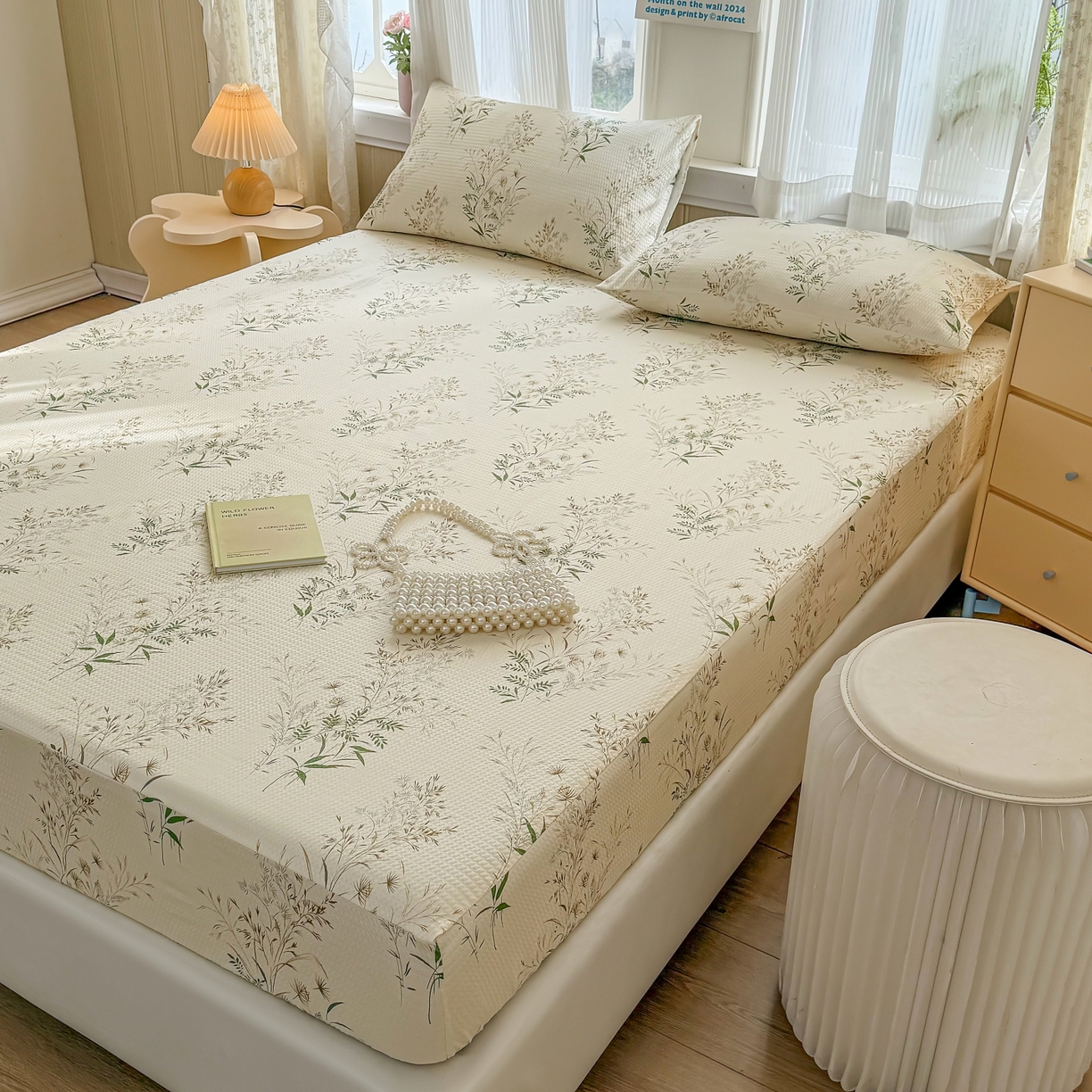 91家纺网 家纺一手货源 找家纺 鹿辉家居（原吉欧力） 2026新款3D立体压泡床笠三件套 花枝飞舞