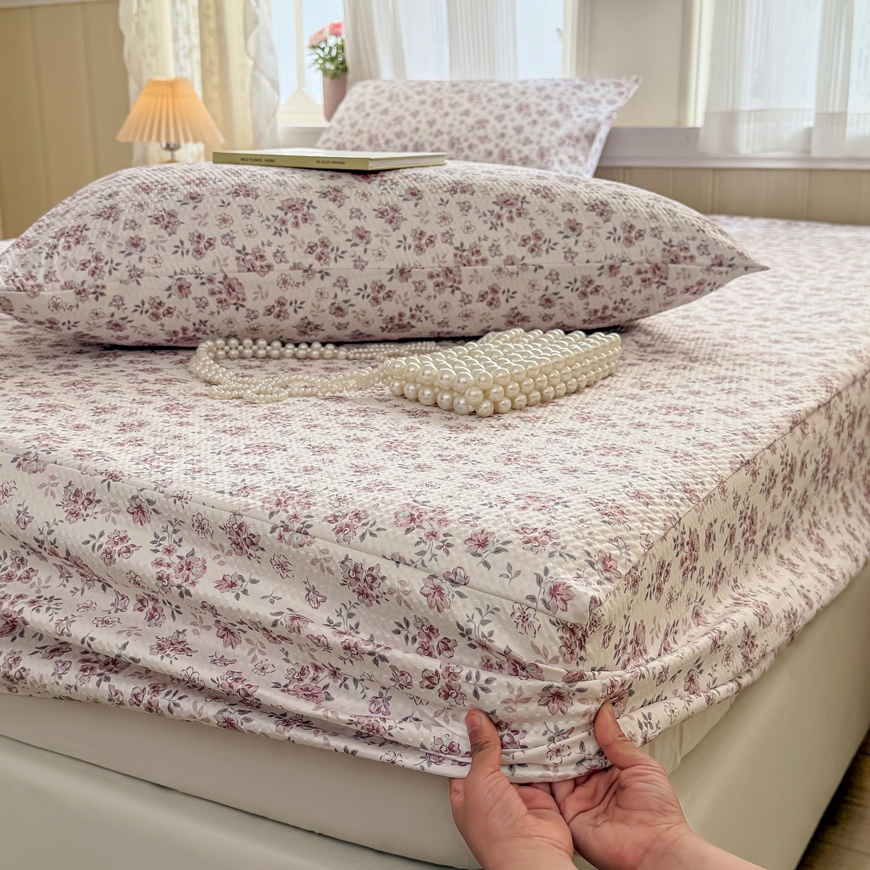 91家纺网 家纺一手货源 找家纺 鹿辉家居（原吉欧力） 2026新款3D立体压泡床笠三件套 粉色碎花