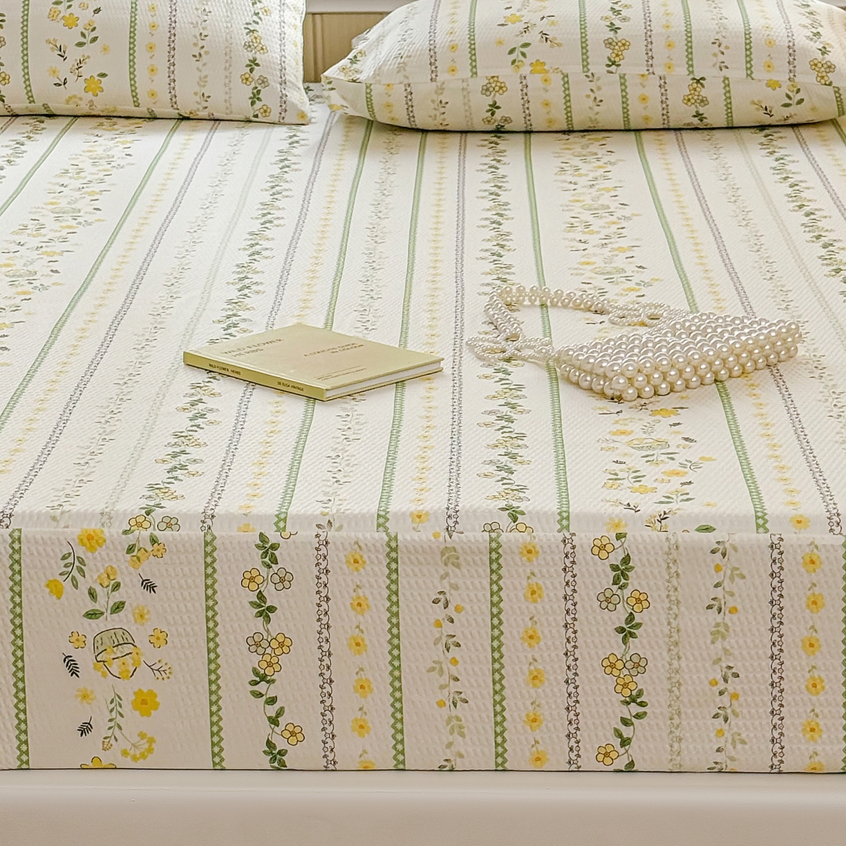 91家纺网 家纺一手货源 找家纺 鹿辉家居（原吉欧力） 2026新款3D立体压泡床笠三件套 绿色经典