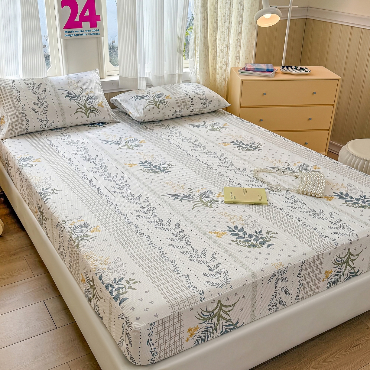 91家纺网 家纺一手货源 找家纺 鹿辉家居（原吉欧力） 2026新款3D立体压泡床笠三件套 叶仲花开