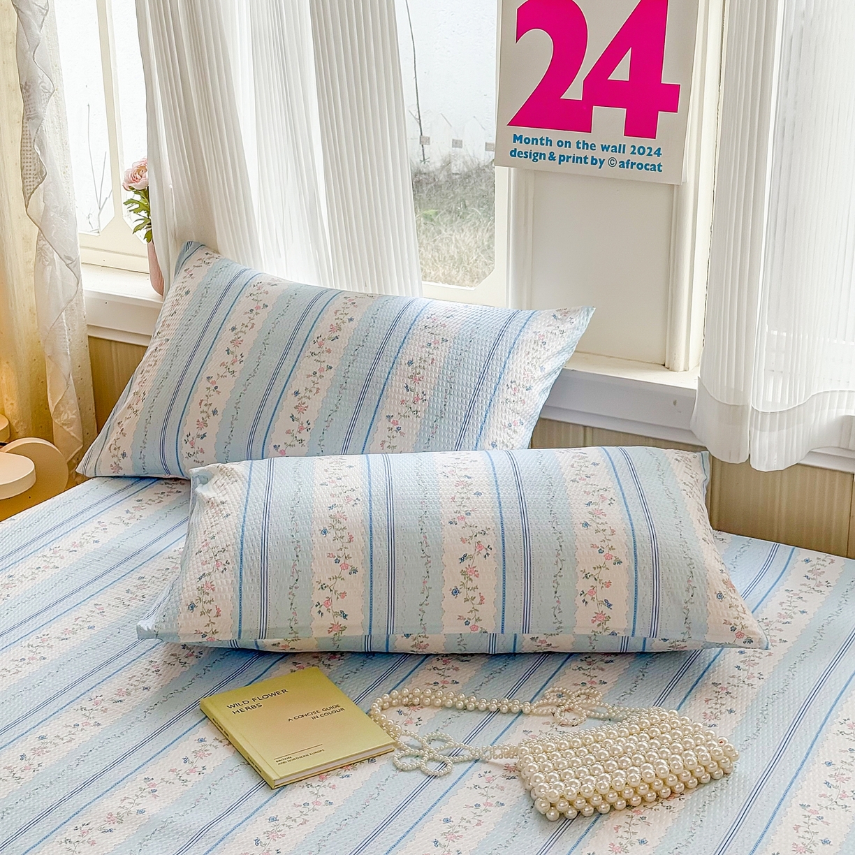 91家纺网 家纺一手货源 找家纺 鹿辉家居（原吉欧力） 2026新款3D立体压泡床笠三件套 蓝韵花香