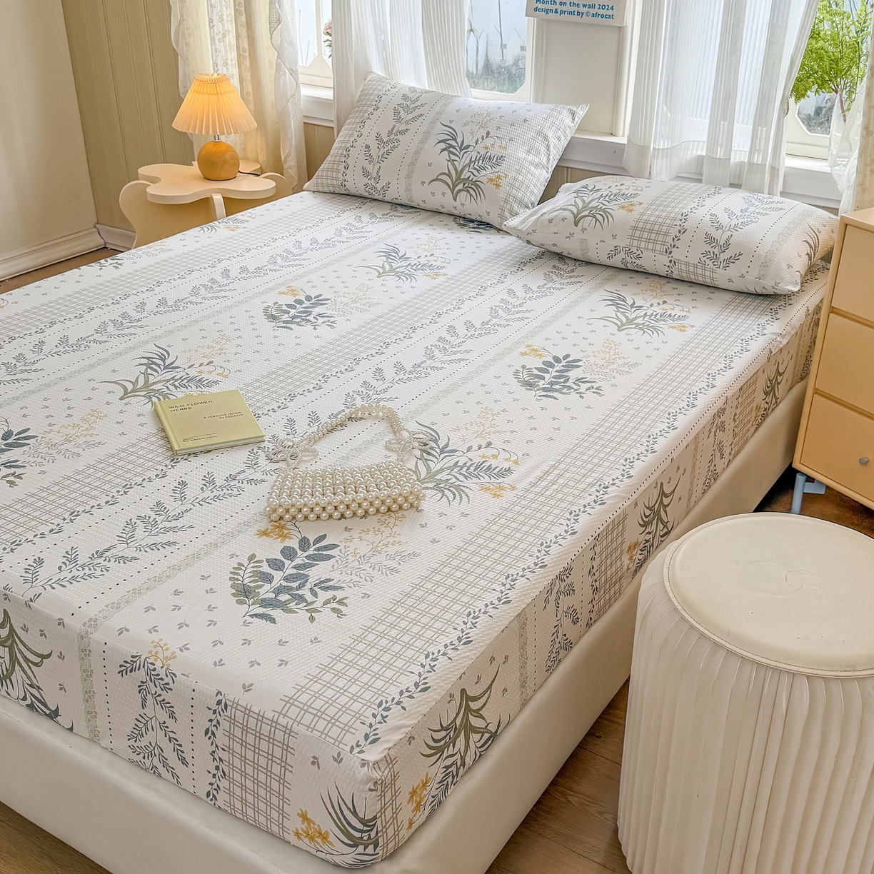 91家纺网 家纺一手货源 找家纺 鹿辉家居（原吉欧力） 2026新款3D立体压泡床笠三件套 叶仲花开