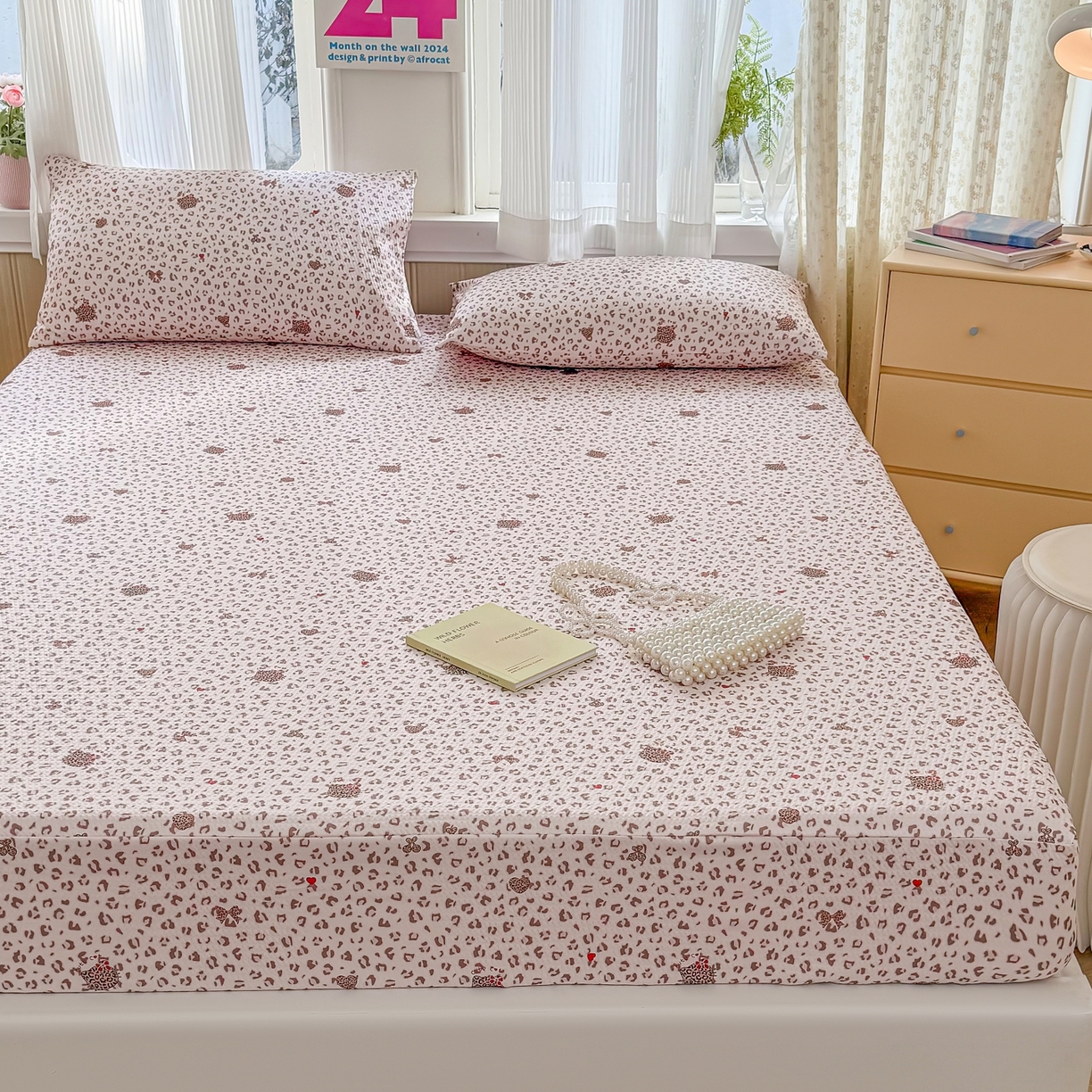 91家纺网 家纺一手货源 找家纺 鹿辉家居（原吉欧力） 2026新款3D立体压泡床笠三件套 豹纹猫咪