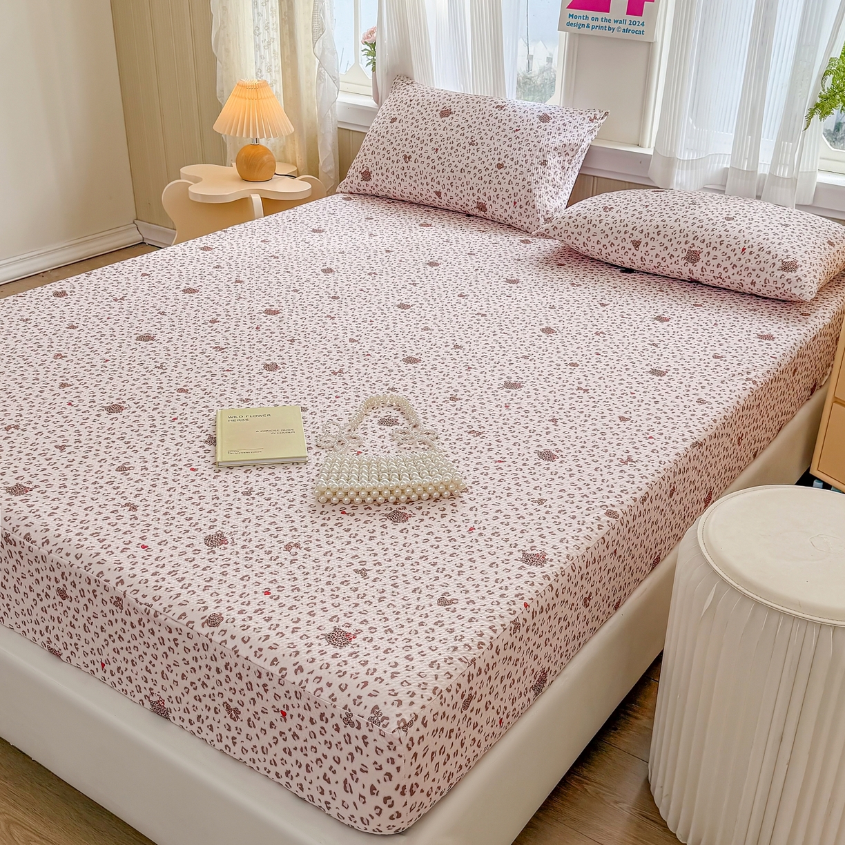 91家纺网 家纺一手货源 找家纺 鹿辉家居（原吉欧力） 2026新款3D立体压泡床笠三件套 豹纹猫咪