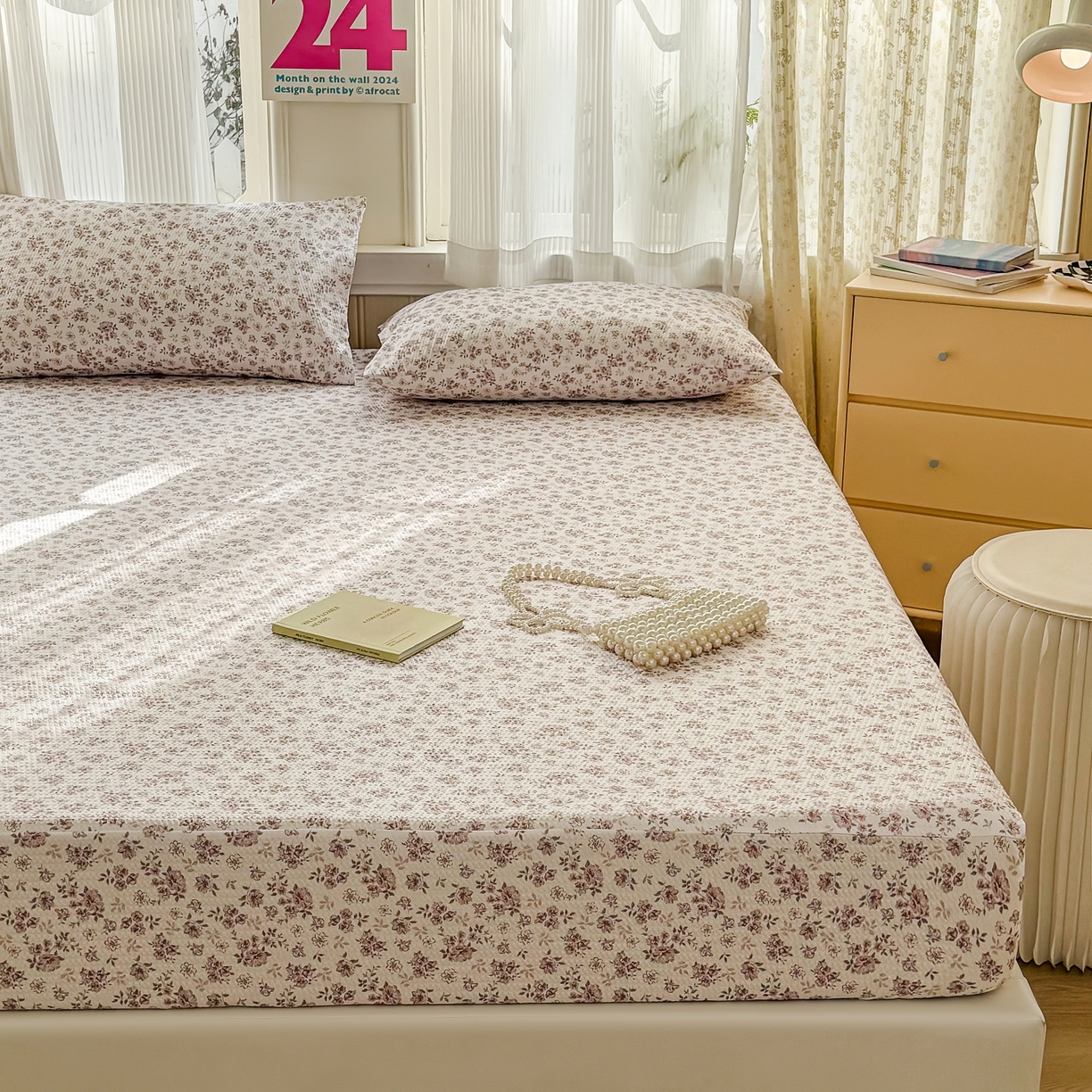 91家纺网 家纺一手货源 找家纺 鹿辉家居（原吉欧力） 2026新款3D立体压泡床笠三件套 粉色碎花