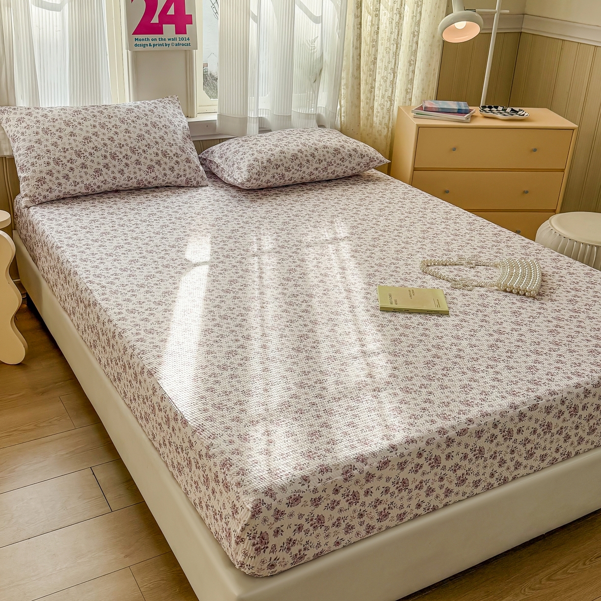 91家纺网 家纺一手货源 找家纺 鹿辉家居（原吉欧力） 2026新款3D立体压泡床笠三件套 粉色碎花