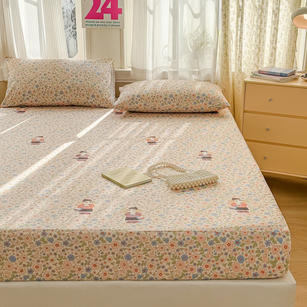 91家纺网 家纺一手货源 找家纺 鹿辉家居（原吉欧力） 2026新款3D立体压泡床笠三件套 花园宠物