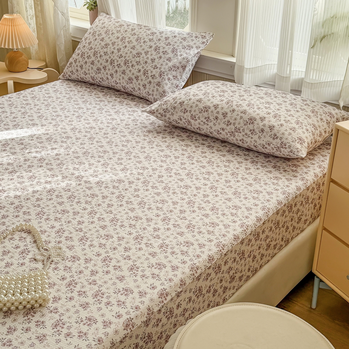 91家纺网 家纺一手货源 找家纺 鹿辉家居（原吉欧力） 2026新款3D立体压泡床笠三件套 粉色碎花